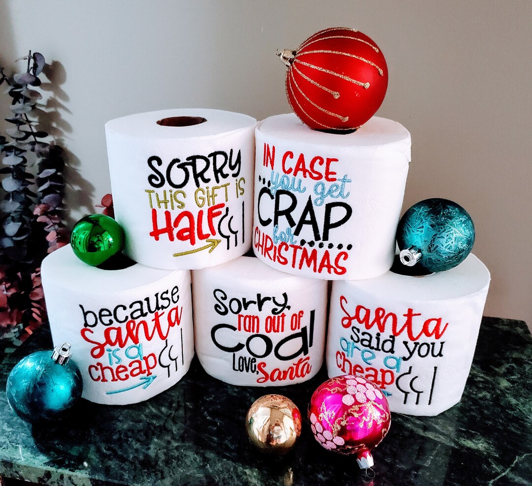 Embroidered Toilet Paper for Christmas, Christmas Gag Gift, Christmas