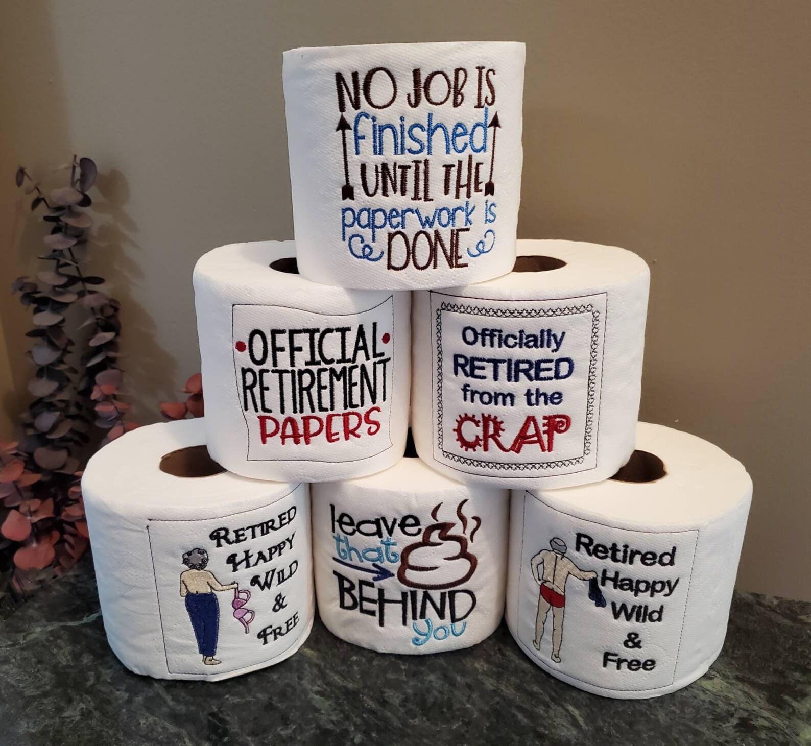 Embroidered Toilet Paper For Retirement Retirement Gag Gift Etsy Embroidered Toilet Paper For Retirement Retirement Gag Gift Etsy