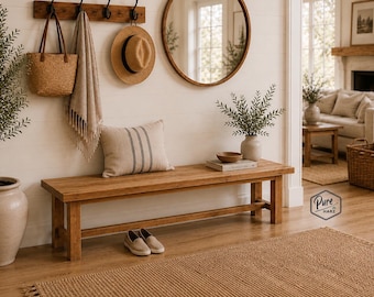 Banc en bois « Vue sur la forêt » | Banc en épicéa | Banc d'entrée style champêtre | Banc en bois massif fabriqué à la main / Dimensions sur mesure disponibles sur demande