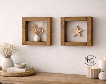 Cadre mural rustique en bois | Cadre mural en bois fait main | Décoration bohème champêtre | Disponible à l'unité ou par deux