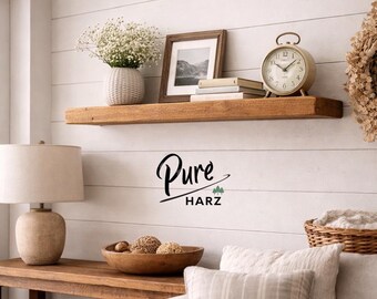 Étagère murale flottante en bois massif – étagère en bois massif de style champêtre | Étagère flottante rustique