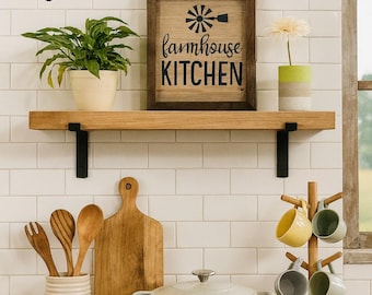 Étagère murale rustique, fabriquée artisanalement en bois massif | avec supports robustes | étagère de cuisine | étagère de salle de bain