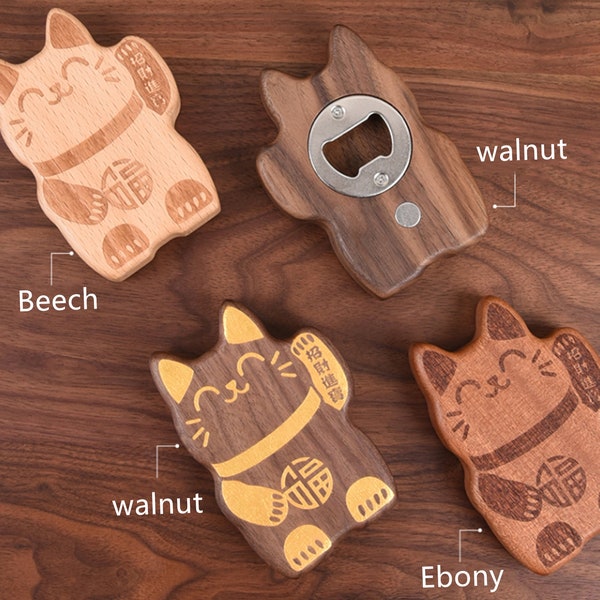 handmade wood bottle opener summer gift,cat gifts for cat lovers-Fathers Day Gifts Magnetic Bottle Opener Refrigerator Magnets，Gifts for Dad
