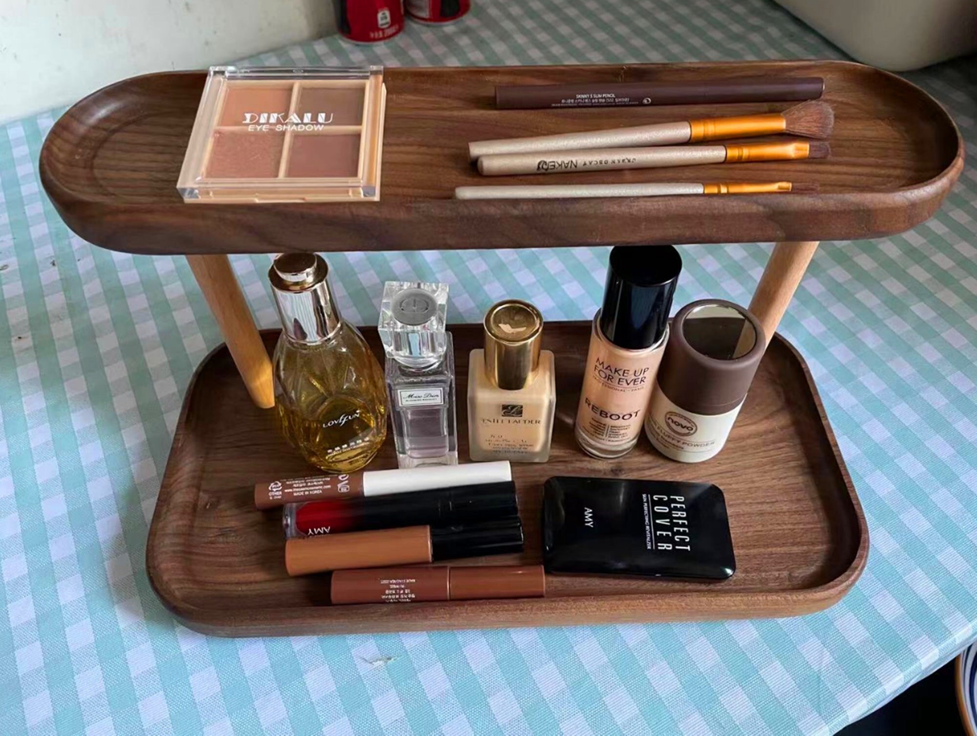 Wooden Cosmetic Storage Rackstorage Tray Desktop Shelf Etsy