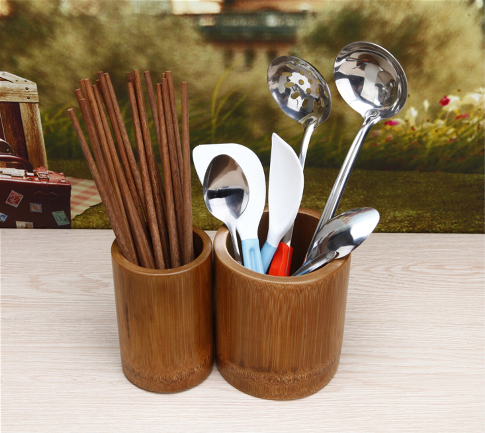 2pcs/Bamboo chopstick holder cutlery storage box tableware Etsy