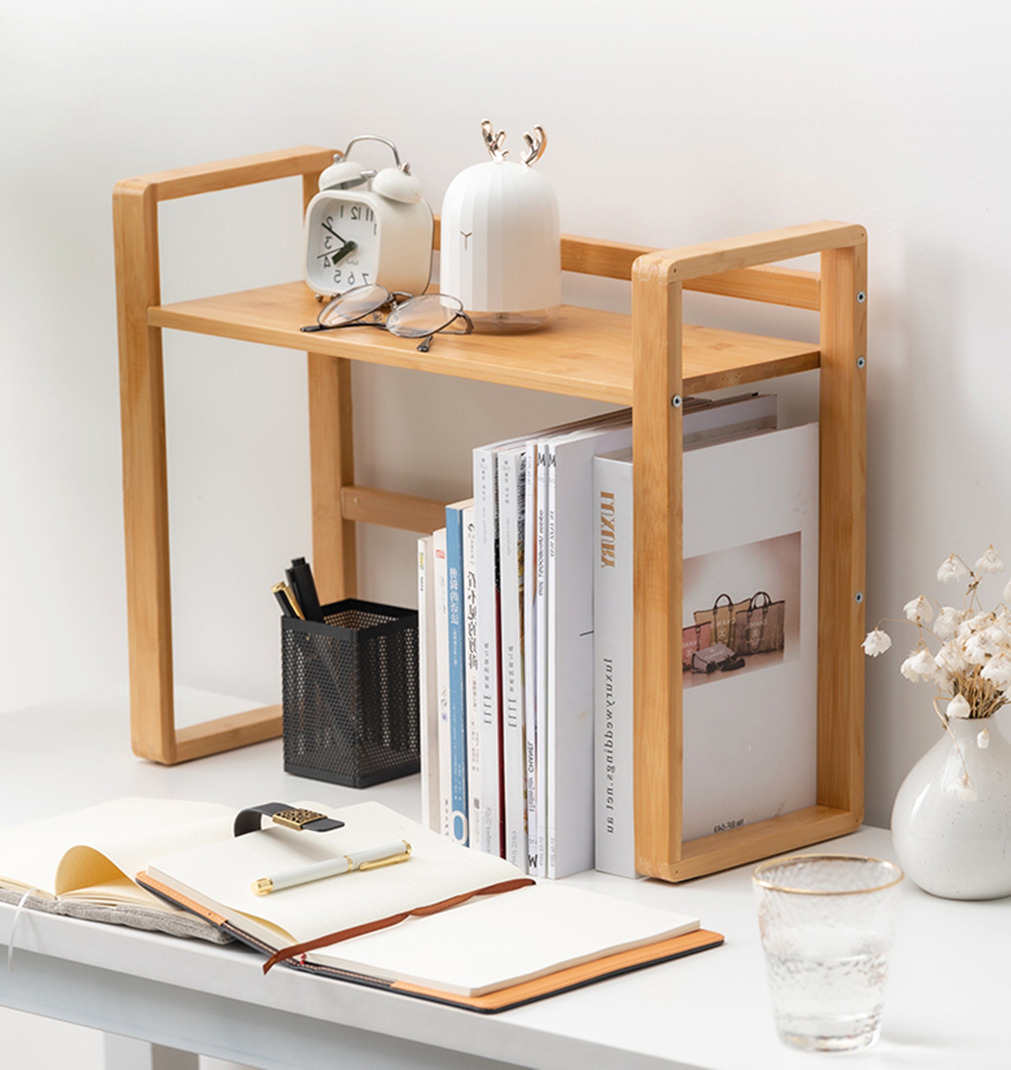 Desk Shelf Organizer,bamboo Table Rack,wood Desktop Bookshelf Kid,desk  Accessories,for Living Room, Study, Kitchen, Bedroom, Office 