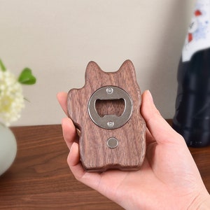 handmade wood bottle opener summer gift,cat gifts for cat lovers-Fathers Day Gifts Magnetic Bottle Opener Refrigerator MagnetsGifts for Dad image 5