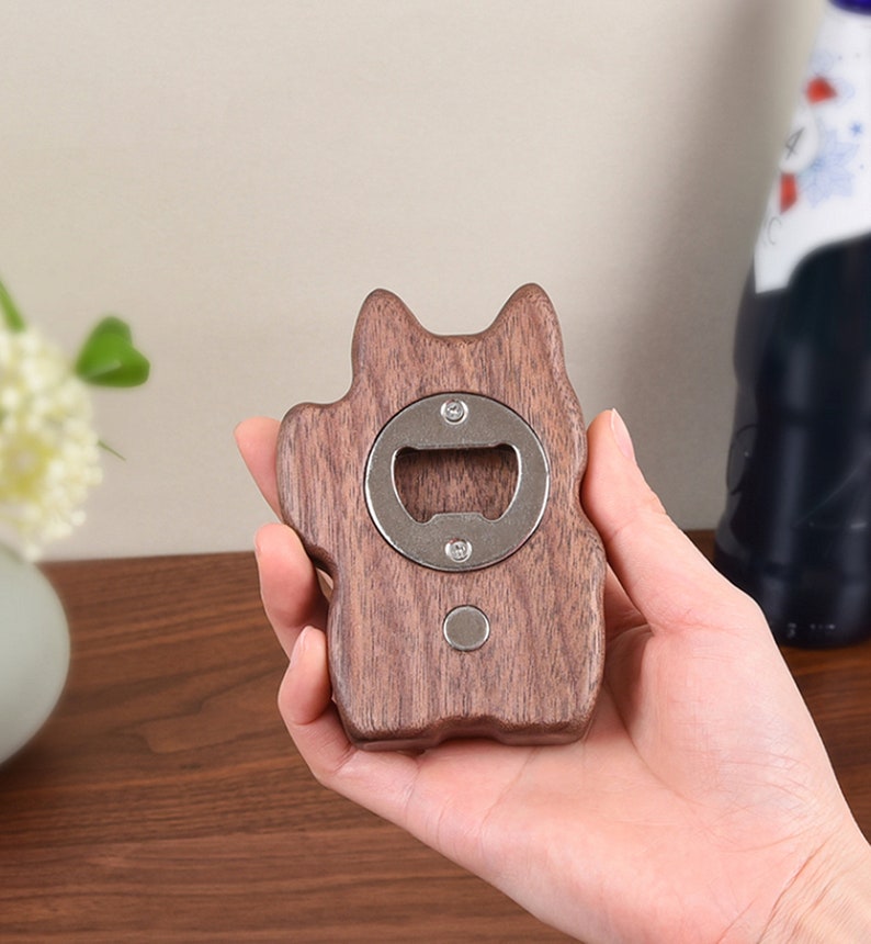 handmade wood bottle opener summer gift,cat gifts for cat lovers-Fathers Day Gifts Magnetic Bottle Opener Refrigerator MagnetsGifts for Dad image 5