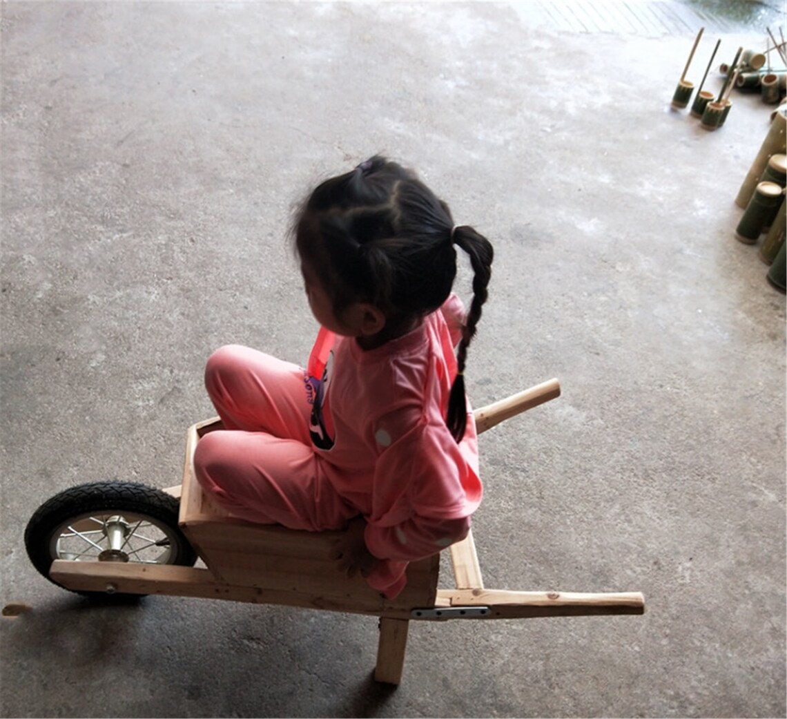 Wooden wheelbarrow wheelbarrow game props kindergarten Etsy