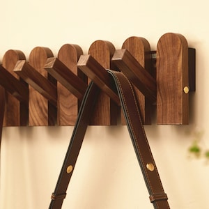 Folding Coat Hooks,Handmade Walnut wood piano coat rack, wall hooks rack Home decor, wall mount wooden coat rack,Coat Hooks for Hanging