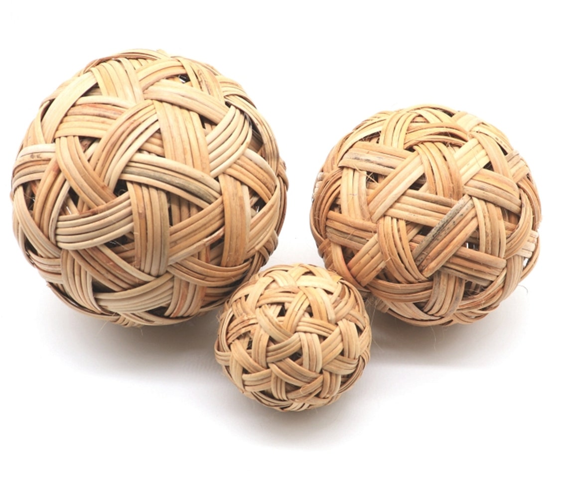 Handwoven ball natural sepak takraw bamboo prop ball retro Etsy