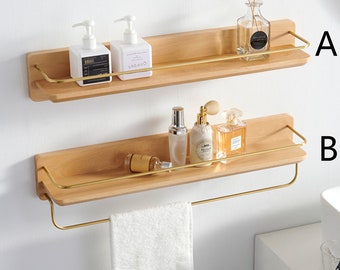 bathroom shelf with towel bar,bathroom wall shelf,towel rack with shelf,Bathroom Floating Shelves for Wall Shelf with Towel Bar Over