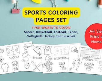Sportkleurplaten voor kinderen: activiteitenset (digitale download)