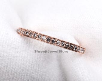 Matching Full Eternity Wedding Band | Round Brilliant Salt & Pepper Diamond Ring | Engagement Ring | Anniversary Ring Perfect Gifts For Her