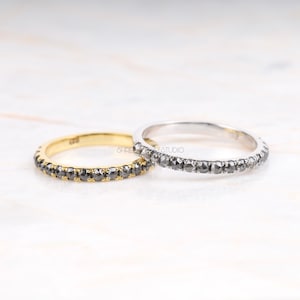 Natural Salt And Pepper Diamond Ring Wedding Band Minimalist Ring Eternity Band Engagement Ring Band Anniversary Ring Stackable Ring Band