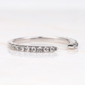 Ready To Ship Wedding Band Open Gap Wedding Band Salt & Pepper Round Rose Cut Diamond Ring Half Eternity Ring Stackable Matching Ring Band