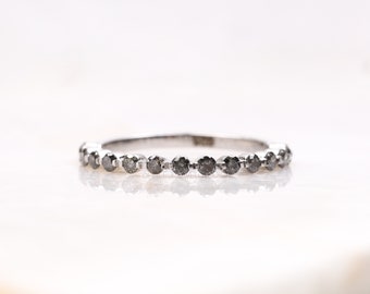 Salt And Pepper Diamond Ring Round Brilliant Diamond Wedding Band Half Eternity Matching Band Stacking Band Engagement Ring Anniversary Ring