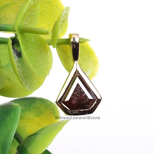Salt And Pepper Pentagon Diamond Pendant Solitaire Diamond Pendant Bezel Set Pentagon Pendant 18k Solid Yellow Gold Pendant Dangling Pendant