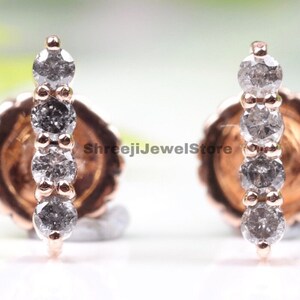 Round Brilliant Cut Diamond Earring Dainty Stud Earrings Set | Solitaire Earring |Salt and Pepper Diamond Minimalist Earring Gift for Her