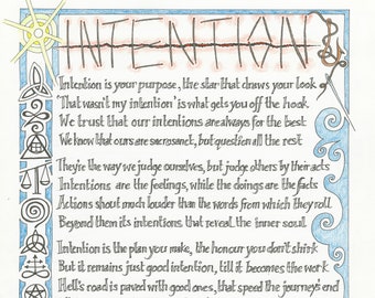 A poem about 'Intention' - art postcard