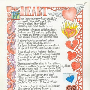 Coeur - une carte postale poème illustrée et enluminée
