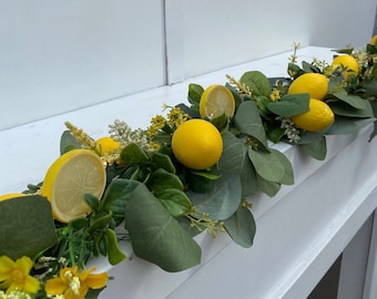 Lemon Mantel • Summer Decor for Fireplaces • Lemon Citrus Decorations  • Housewarming Garland • Staircase Decor • Summer Decoration