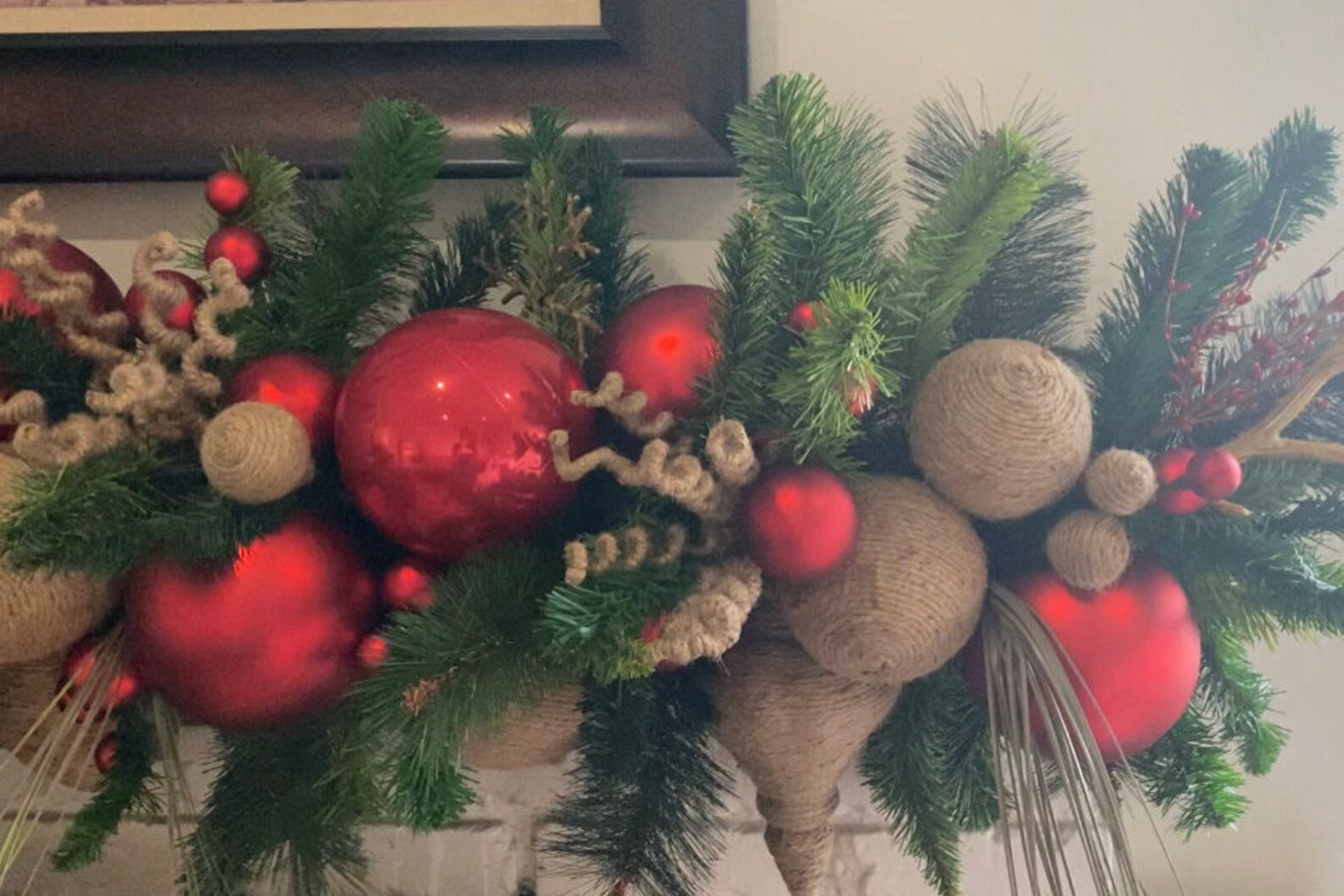 5.5ft Christmas Garland Red &amp; Beige / Guirnalda de Navidad | Etsy
