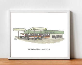 Joe's Kansas City BBQ Print, Original Drawing