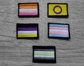 Kleine Flaggen Patches zum Aufnähen | Lesbische Intersex Nonbinary Trans Agender Flaggen | Pride LGBTQ FLINTA
