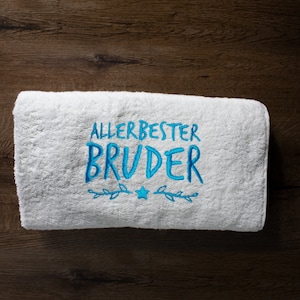 Embroidered towel 70 x 140 cm | Very best brother | large 550g/m2 shower towel, bath towel with saying | Christmas present for your brother