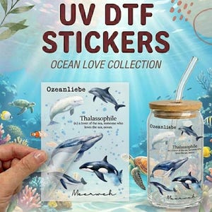 Wale UV-DTF Sticker Sheet | Sticker mit Sprüchen und mit Wale für Tassen, Laptop, Handy, DIY
