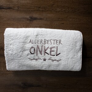 Embroidered towel 50 x 100 cm | Best Uncle | large 550g/m2 shower towel, bath towel with saying | Christmas present for your best uncle!