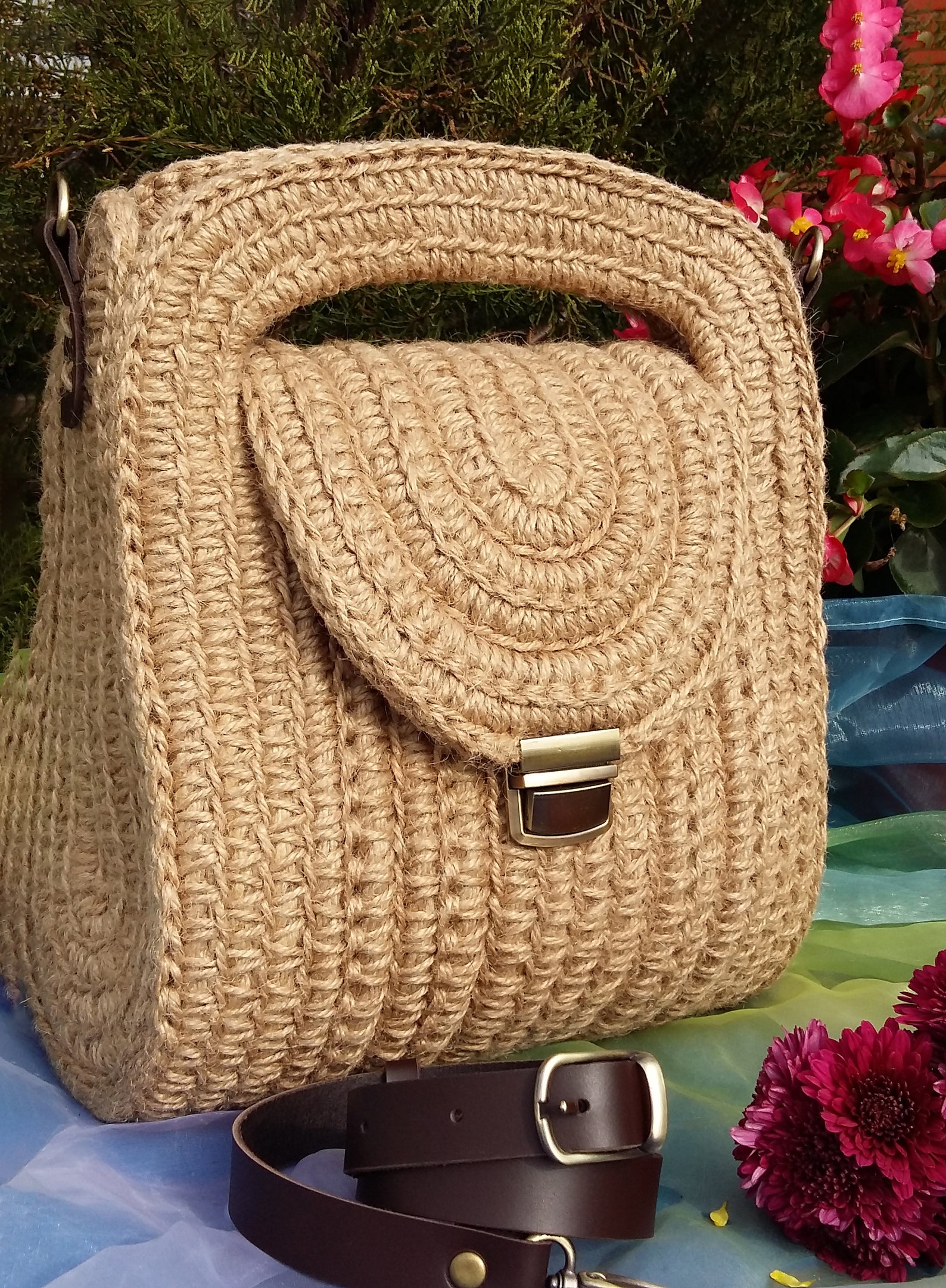 Classic jute bag /Ladies bag /Crossbody bag/Knitted Etsy