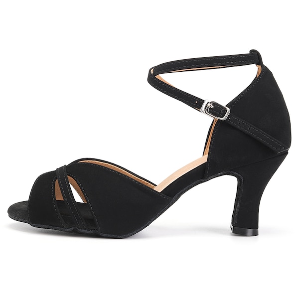 Women's Elegant Black Dance Shoes - Ideal for Salsa, Bachata, Ballroom, and Weddings