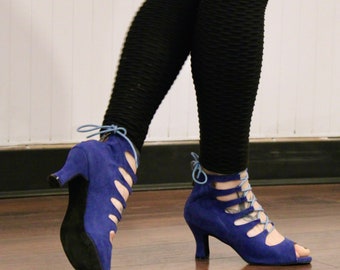 Women's Dazzling Blue Dance Heels - Ideal for Salsa, Bachata, and Ballroom