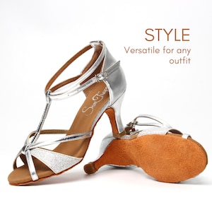 Women&#39;s Silver Dance Shoes - Radiant Choice for Weddings, Salsa, Bachata, and Ballroom
