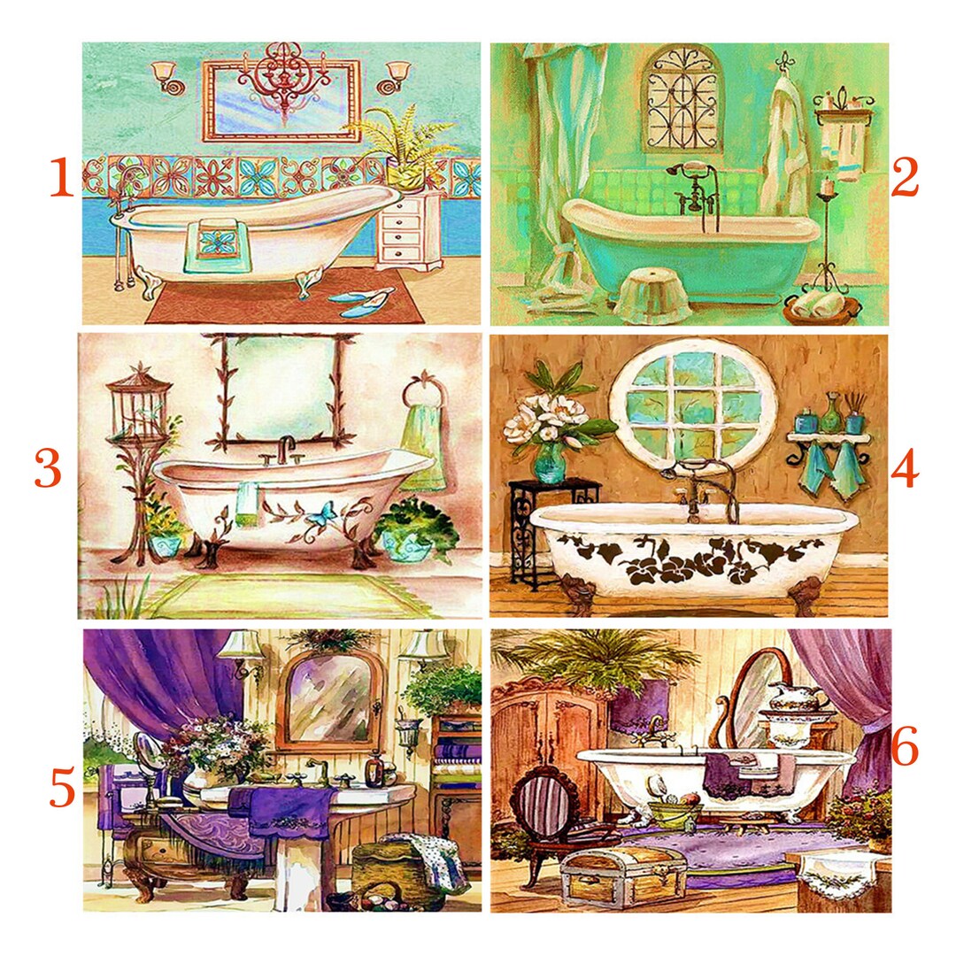 5D DIY Bathroom Diamond Painting Kit Complete Set Diamond Etsy