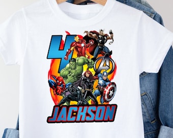 Superhero Birthday Shirt, Custom Superhero Birthday Shirt, Avenger Shirt, Avenger Birthday Shirt, Hulk Shirt, Iron Man, Captain America,