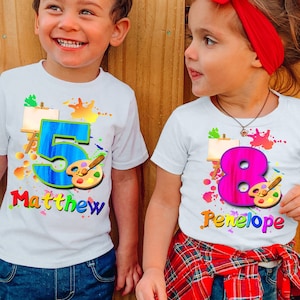 Personalized Art Party Birthday Shirt: Kids Paint Party T-Shirt