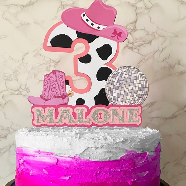 Disco Cowgirl Cake Topper, Cowgirl Cake Topper, Space Cowgirl Cake Topper, Disco Cowgirl Decorations, Disco Cowgirl Birthday, Disco Cowgirl