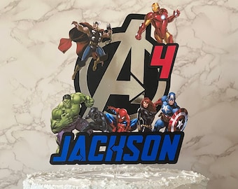 Personalized Superhero Cake Topper: Avengers Birthday Party Decor