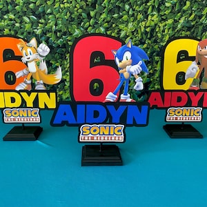 Centro de mesa de Sonic The Hedgehog, centro de mesa de Sonic, Sonic, Tails, Knuckles, decoraciones para fiestas de Sonic, suministros de Sonic