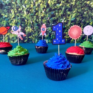 Space Cupcake Toppers, First Trip Around the Sun Cupcake Toppers, Two the Moon Cupcake Toppers, Space Birthday Cupcake Toppers