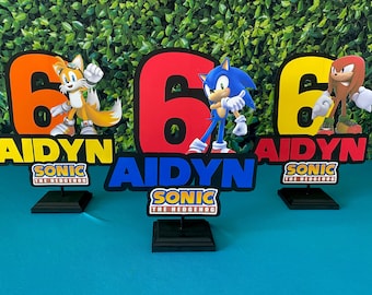 Sonic The Hedgehog Centerpiece, Sonic Centerpiece, Sonic, Tails, Knuckles, Sonic Party Decorations, Sonic Supplies
