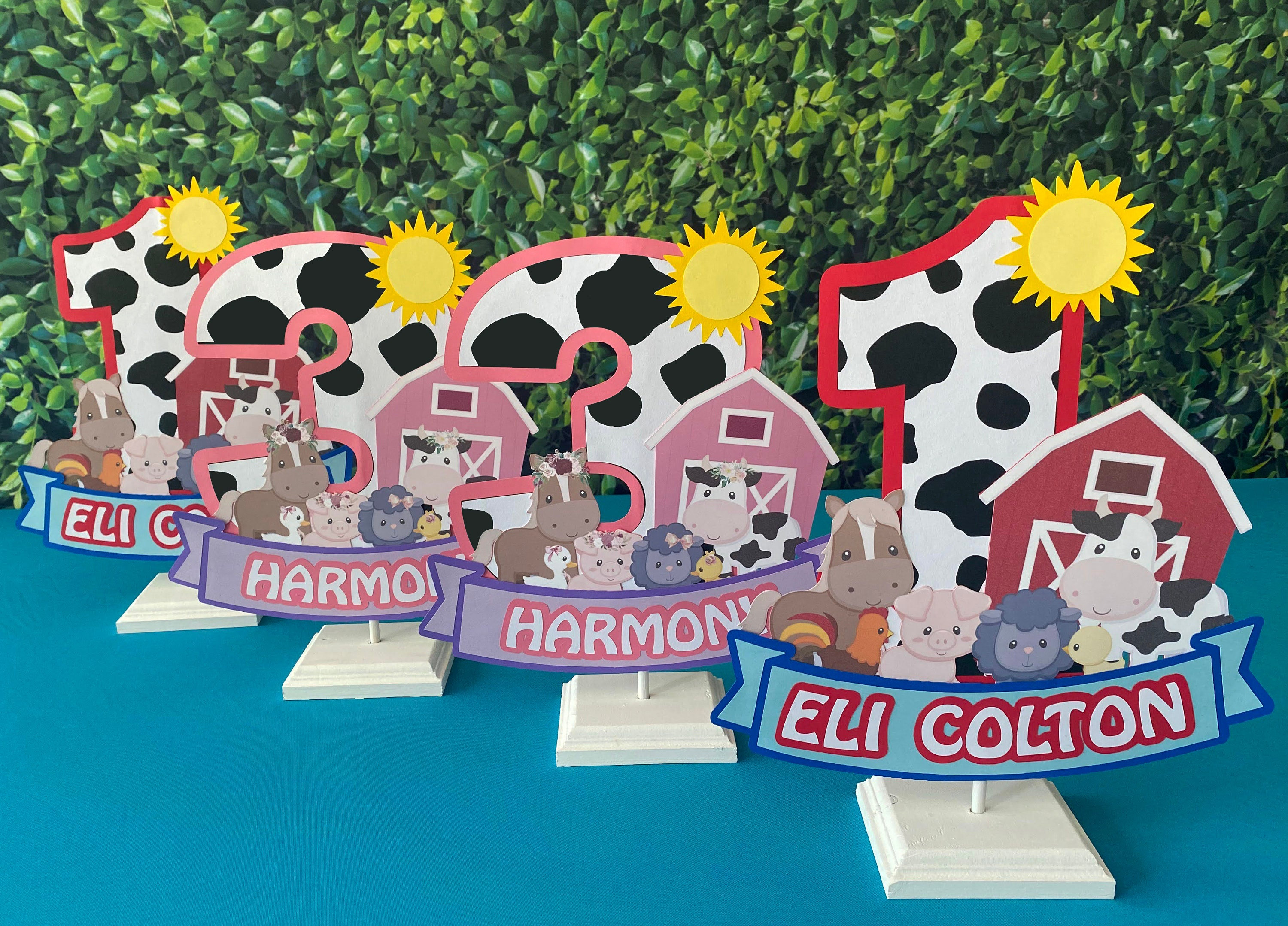 Handmade Farm Animal Birthday Centerpiece: Custom Party Decor