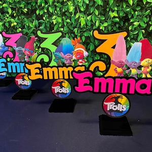 Trolls Birthday Centerpiece: Custom Party Table Decoration