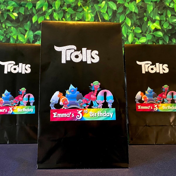 Trolls Goody Bags, Trolls Favor Bags, Trolls Treat Bags, Trolls Party Bags, Trolls Party Supplies, Trolls Party, Poppy, Branch