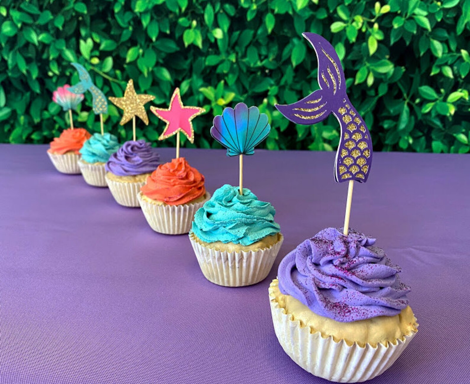 Mermaid Cupcake Toppers Mermaid Party Supplies Mermaid Cake Etsy
