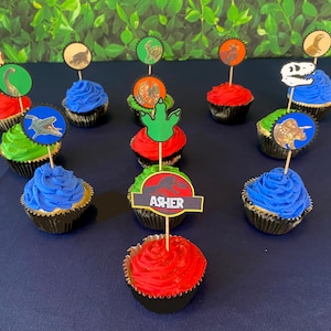 Jurassic Park Dinosaur Cupcake Toppers: Birthday Party Decorations
