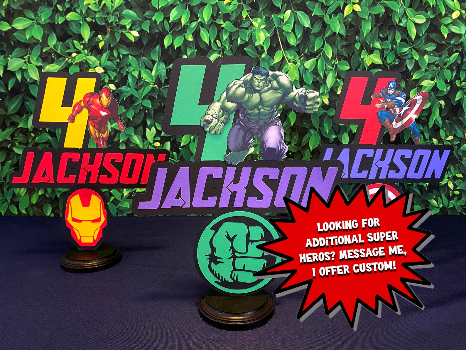 Superhero Centerpiece Hulk Centerpiece Captain America Etsy